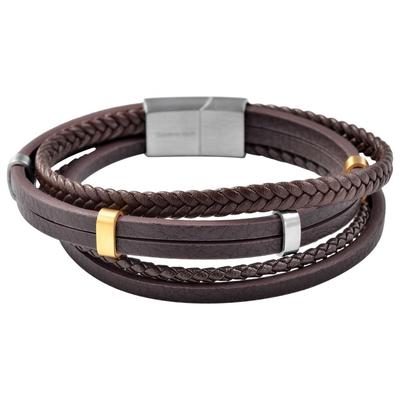 Edelstahlarmband ADELIA´S "Unisex Armband aus Edelstahl" Gr. 23, braun silber gold, Armbänder, Herren, 23, Edelstahl, Edelstahlarmband
