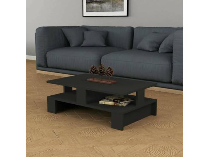 Dmora - Wohnzimmertisch Eridanus, Niedriger Wohnzimmertisch, Kaffeeregal, Couchtisch für Sofa, 80x50h28 cm, Anthrazit