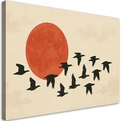 LEINWANDBILD Vögel Sonne Minimalismus Beige 60x40cm