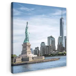 LEINWANDBILD New York - Freiheitsstatue - Wasser Deko Groß 90x90 cm