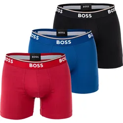 BOSS Herren Boxershorts, 3er Pack - Boxer Briefs 3P Power, Cotton Stretch, Logo Rot/Blau/Schwarz / XL