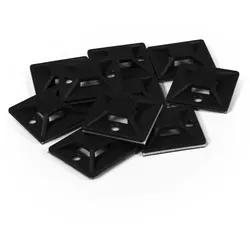 Kabelsockel für Kabelbinder, Schraubbefestigung / Selbstklebend, fixierte Kabelbinderaufnahme 10er-Pack - Maße: 30x30mm - Farbe: schwarz