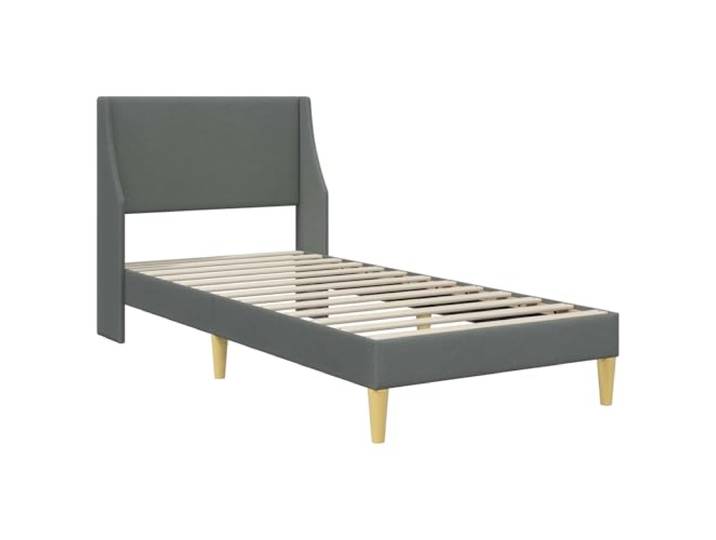 SKTQYQO Bettgestell dunkelgrau 100 x 200 cm Stoff Rahmen aus Sperrholz, gepolstertes Kopfteil, gebogene Latten, Unterstützung 140 kg
