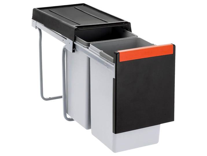 Franke Einbauabfallsammler Sorter Cube 30, Schwarz, Kunststoff, 1 x 20 / 1 x 10 l, 25.3x43.3x46.7 cm, Haushalt & Reinigung, Reinigung, Mülleimer & Abfallsammler