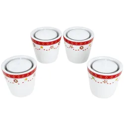 4er Set Weihnachtstraum Teelichthalter Höhe 5,1cm aus Porzellan
