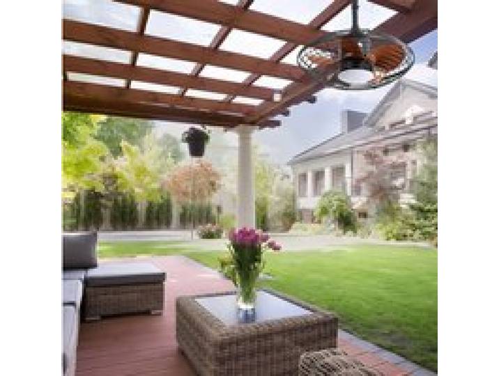 Ventilateur De Plafond Noir LED 18 W Ventilateur Moderne FloraGrace Pour Terrasse Et Pergola Télécommande 51cm