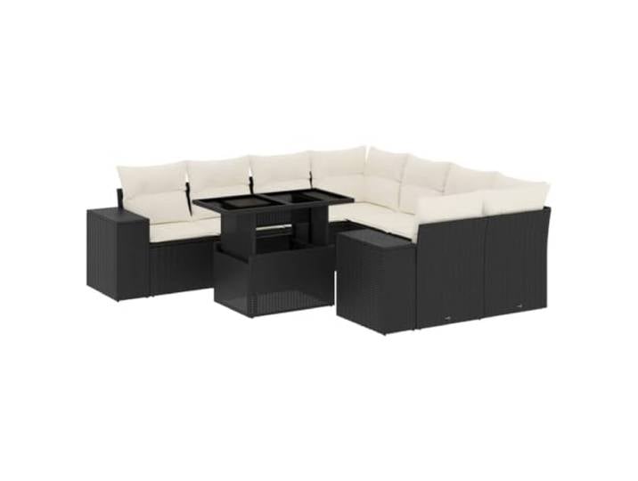 PUGYNBK Garten-Sofa-Set, 8-teilig, synthetisches Rattan, Schwarz Verstellbare Tischplatte, waschbare Kissen, modulares Design, Verwendung auf Terrasse oder Terrasse