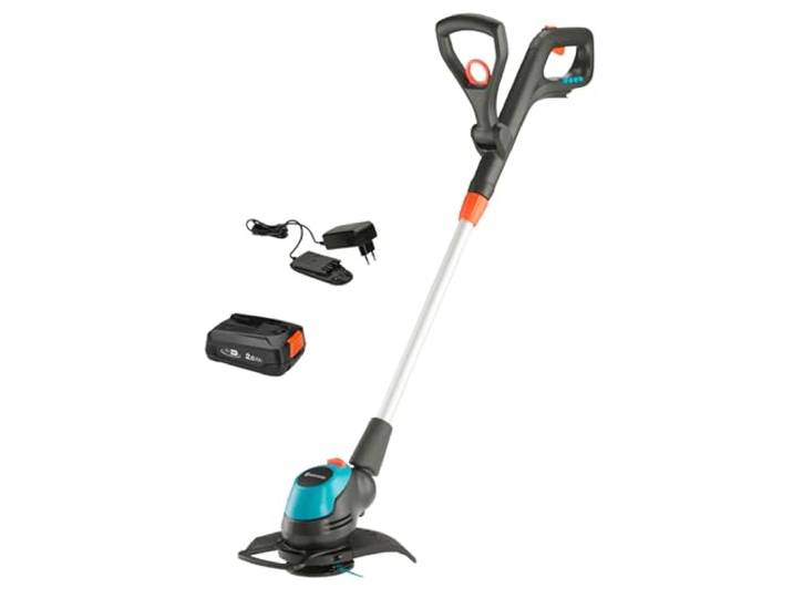 Gardena Coupe-bordures sur batterie EasyCut 23/18V P4A - Kit prêt à l'emploi : Puissant\, Léger\, Télescopique\, Tête inclinable\, Sans fil (14700-20)