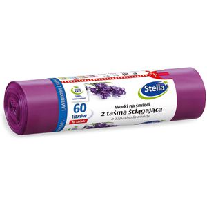 Stella Müllbeutel 009909 Lavendel, 60 Liter, mit Zugband, violett, 10 Stück