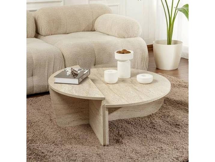 Dmora Couchtisch Wand 90x60x35h cm Beige Rechteckig