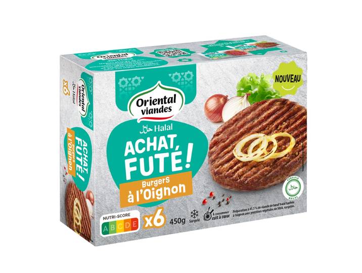 Burgers de bœuf halal aux oignons surgelés 450 g (6 x 75 g)
