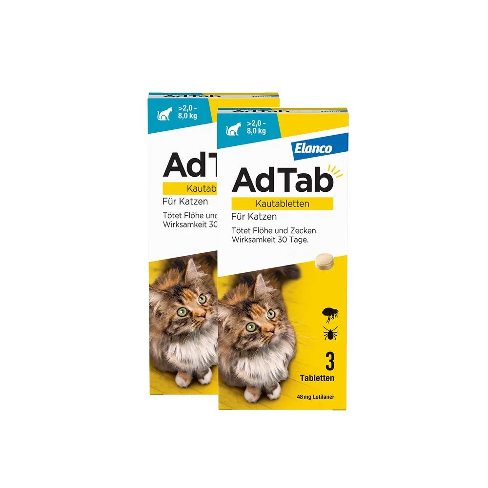 AdTab Katze über 2 bis 8 kg 48 mg (Doppelpack) 2x3 St Kautabletten
