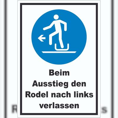 HB-Druck Beim Ausstieg den Rodel nach links verlassen Aufkleber A0 (841x1189mm)