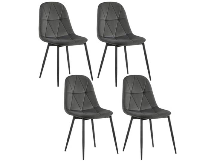 Lestarain Esszimmerstühle 4er Set Samt Dunkelgrau Ergonomisch Metallbeine Rückenlehne Gepolstert Für Küche