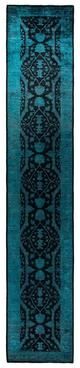 Overton "Vibrance, One-of-a-Kind Handmade Runner Rug - Black, 3' 1"" x 17' 9"" - 3' 1"" x 17' 9"""