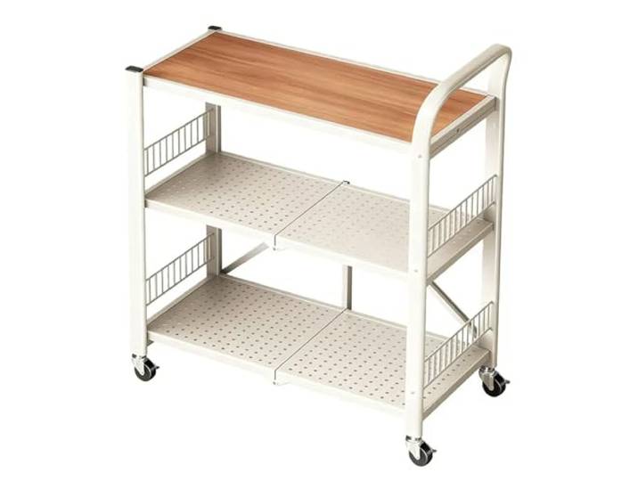 Zusammenklappbares, mobiles Küchenregal, Mikrowellenherd-Regal Couchtisch Rollbarer Aufbewahrungswagen(Mittel)