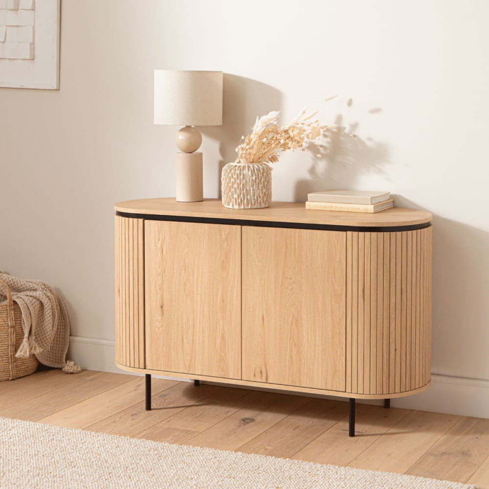 Calicosy Buffet 2 portes l120 cm - effet bois clair Beige 120x72x40cm