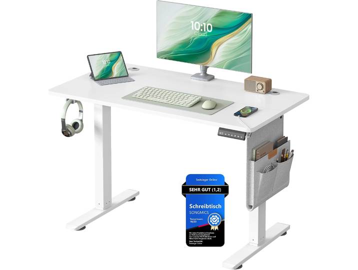 Elektrischer Schreibtisch 100x60 cm höhenverstellbar Weiss