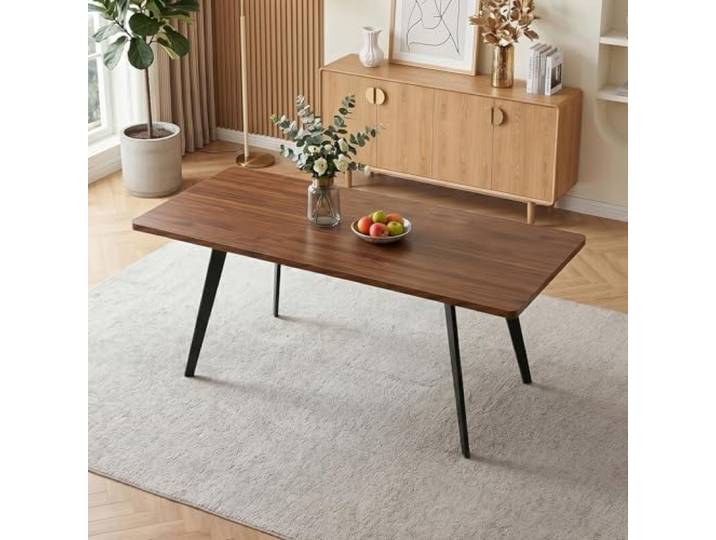 JIEXI Esstisch mit 6 Stühlen Set, 140-180CM, Esszimmer MDF-Esstisch, Metallgestell, platzsparendem