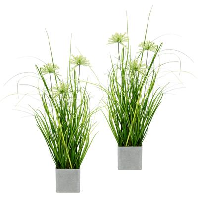 Kunstpflanze I.GE.A. "Grasbusch im Topf", grün, B:13cm H:32cm L:13cm, Kunststoff, Kunstpflanzen, Kunstpflanze, 2er Set Gräser Kunstgras Dekogras Grünpflanze Pflanze Kunstblume