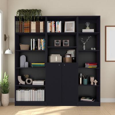ZWYO HOSIMU 67in Manufactured Wood 3-Piece Bookcase Set with 13 Shelves & 2-Door Cabinet, Display Rack Set with Dimensional Adaptability