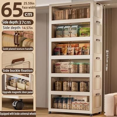 Uplift Picks Foldable Storage Cabinet Large Capacity Dustproof Wardrobe Organizer 65 Cm 6 Layers