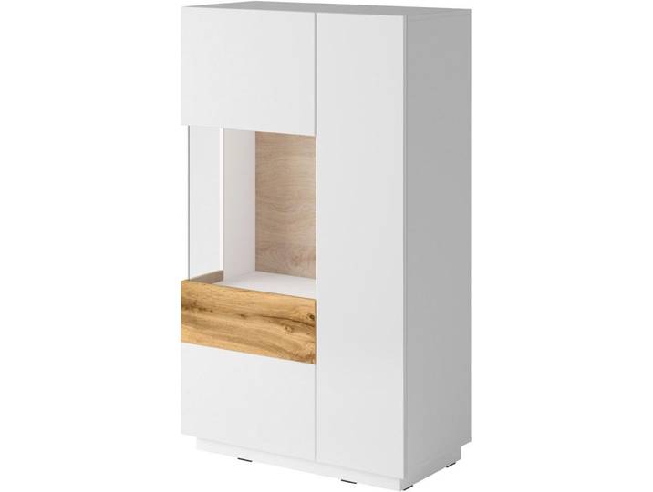 Vitrine GOODPRODUCT SILKE , weiss (weiß hochglanz, votaneichefarben), B:80cm H:138,5cm T:40cm, Schränke, Vitrine, Höhe 138,5 cm