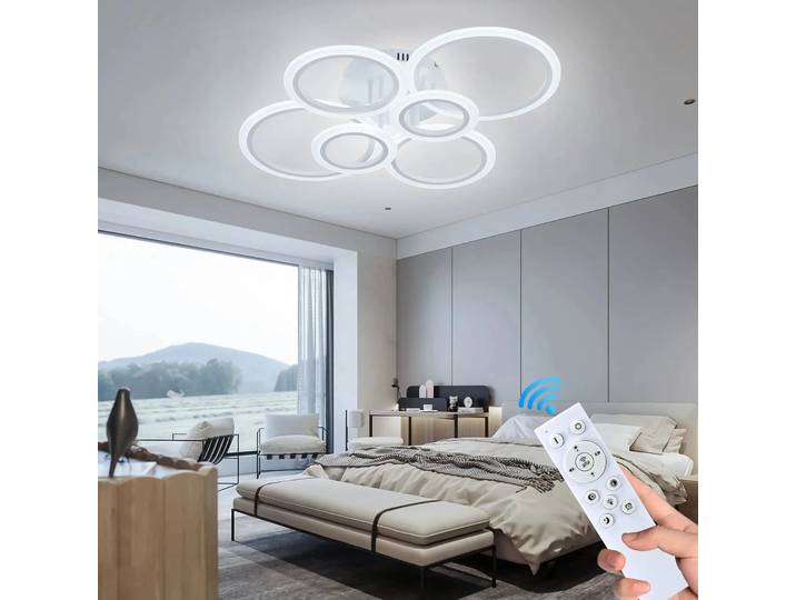LED plafond lustre luminaire LED à intensité variable lumières chambre cuisine étude télécommande acrylique anneau encastré plafonniers
