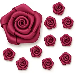 Creativery 10 Satinrosen 3cm Rosenköpfe Stoffrosen Stoffblumen Satinröschen Streudeko Bastelblumen Tischdeko Geschenkdeko Vasendeko Floristik Weinrot Bordeaux