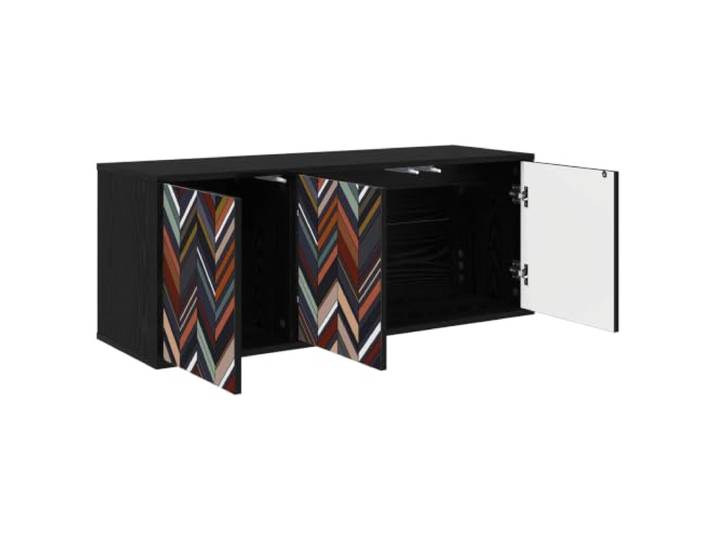 PUGYNBK Omen TV-Schrank, Wandmontage, 102 x 33 x 40 cm Aufwändiges Holz, schwebendes Design, geräumige Aufbewahrung, dekoratives Muster, Reinigung mit trockenem Tuch