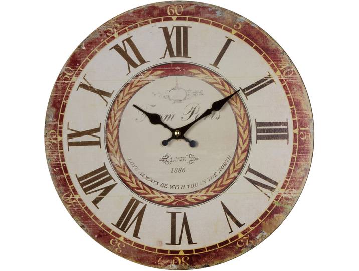 Wanduhr Love , grau, B:33,8cm H:4,5cm T:4,5cm, MYFLAIR MÖBEL & ACCESSOIRES, Wanduhren, Wanduhr, rund, Ø 33,8 cm, römische Ziffern, dekorativ in Küche & Wohnzimmer