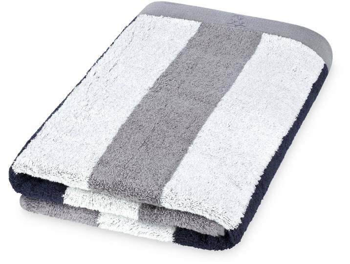 Duschtuch ROSS Doubleface, Streifen/Uni , grau, B:70cm L:140cm, Frottier, Baumwolle, Handtücher, Duschtuch, aus feinster Baumwolle