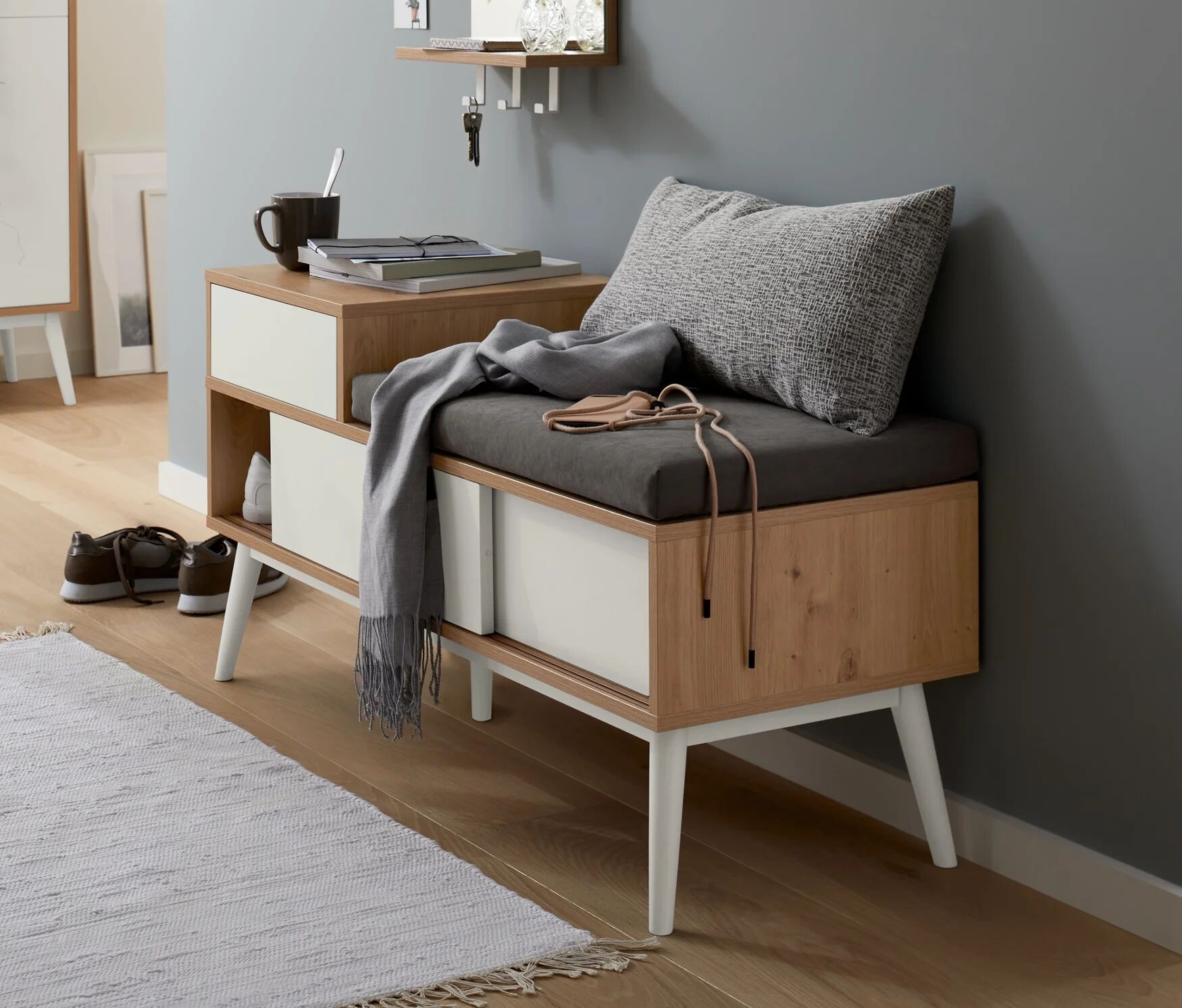 Tchibo - Sitzbank mit Schuhfach - 108x38x54,5cm - braun -