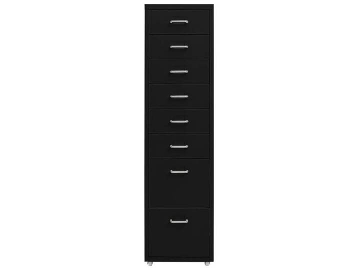 Noir Classeur mobile Armoire de classement CLARENCE Noir 28x41x109 cm Métal LV1189