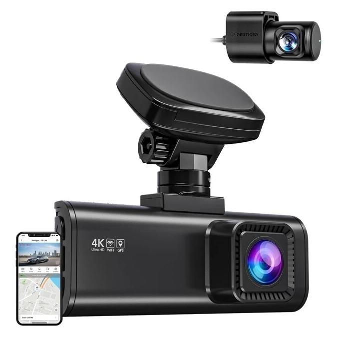 Redtiger F7N Pro WiFi 4K + 1080p-Dashcam (Eingebautes Mikrofon, GPS-Empfänger, 4K) (F7N PRO)