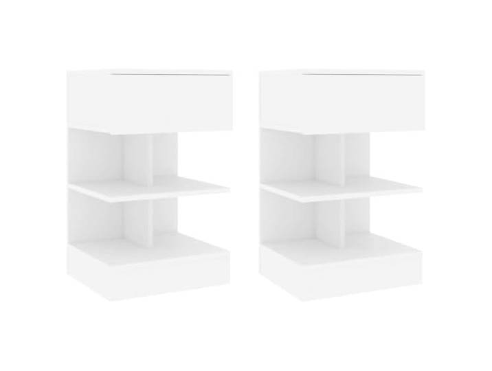 HEFZGDB Nachttische 2 STK. Weiß 40x35x65 cm Holzwerkstoff Moderner Beistelltisch Multifunktional Stabile Konstruktion Langlebig Schlafzimmer Wohnzimmer