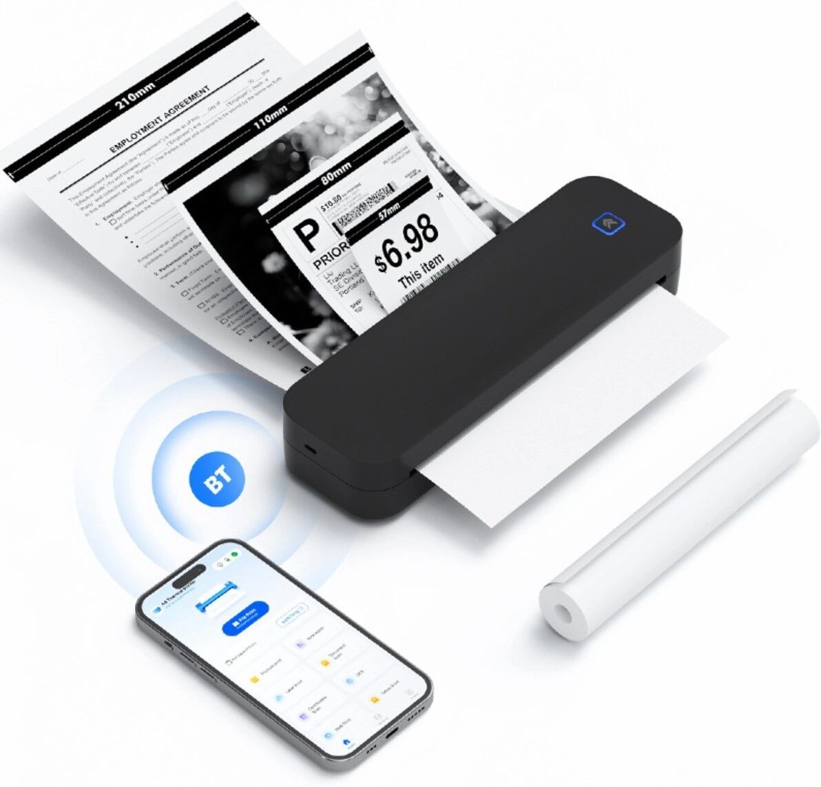 INF D80 Mini-Thermodrucker mit hochauflösendem Druck ohne Tinte und Bluetooth-Verbindung Schwarz