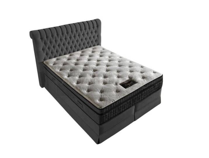 JVmoebel Boxspringbett Luxus Polsterbett in Grau mit elegantem Design und hohem Komfort (1-St)
