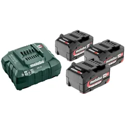 Metabo, Werkzeugakku + Ladegerät, Basis-Set 3 x 4.0 Ah (18 V)