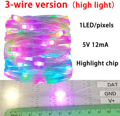 Inspire Curations 20M 400 LED RGBIC Dreamcolor String Lights 3 Wire Version 5m 100leds
