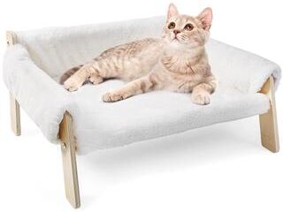 Uplift Essentials Raised Plush Cat Sofa Bed white