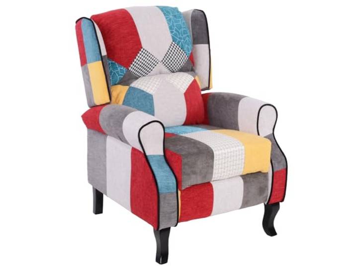 BAKAJI Sessel mit Verstellbarer Rückenlehne, gepolstert und gepolstert, mit Patchwork-Design, Patchwork-Stil, ideal zum Lesen und Ausruhen, Bequeme ergonomische Rückenlehne für gerade Körperhaltung