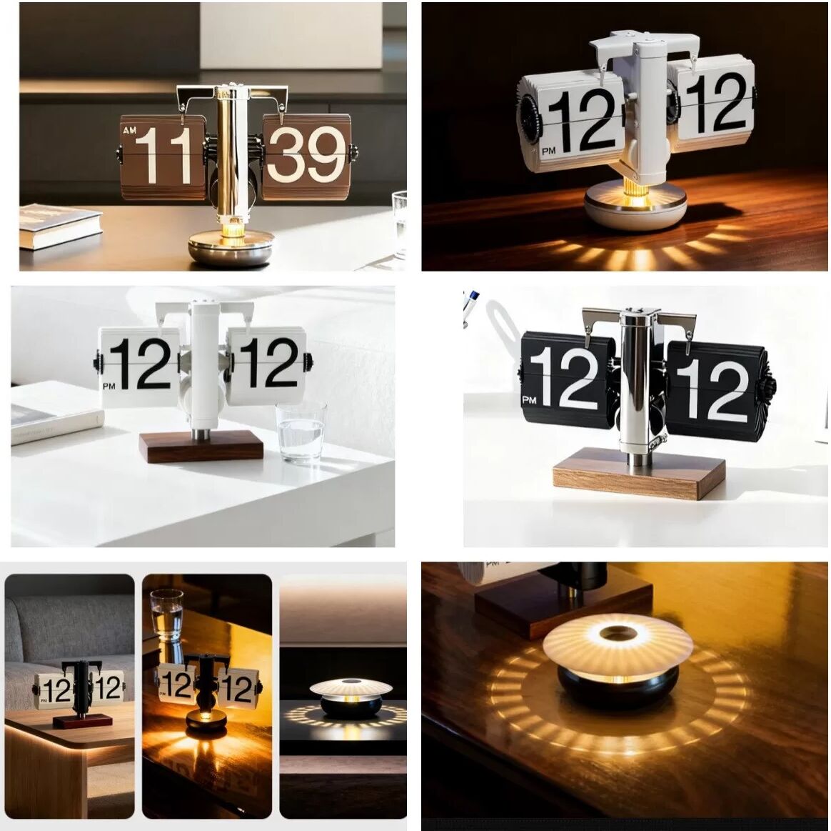 INF HY-F115 Horloge à Bascule Multifonctionnelle Créative avec Veilleuse d'Ambiance Compatible avec Décoration