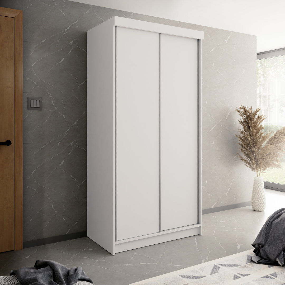 Latitude Run Akif 2 Door Wardrobe White 100cm W X 62cm D