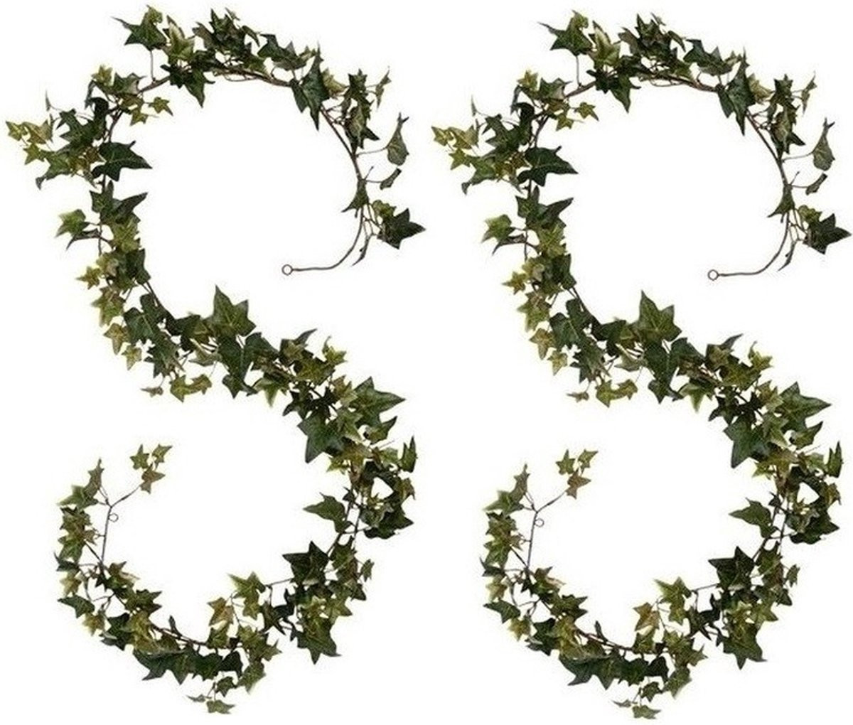Mica Decorations Klimop Hedera - 2x - Groene hangplant/slinger - 180 cm