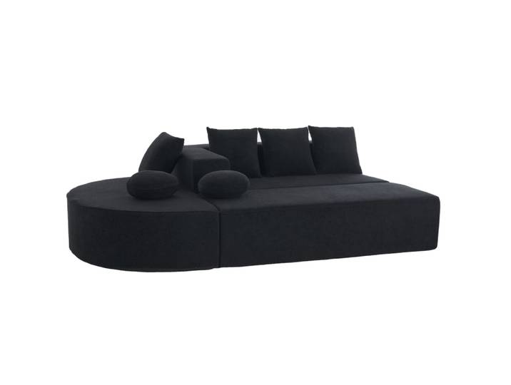 Canapé modulable en chenille noir 263x171x66 cm