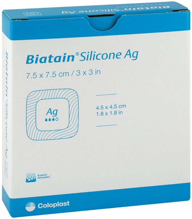 Biatain Silicone Ag Schaumverband 7,5x7,5 cm