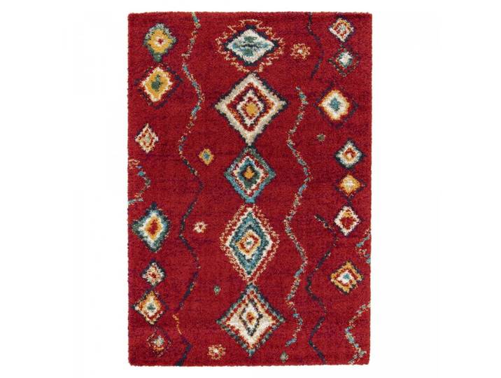 Tapis shaggy 120x170 rouge, blanc, jaune