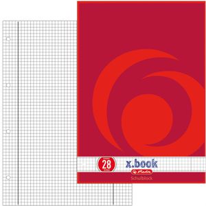 Herlitz Briefblock 216283 x-book, A4, 70g/qm, 4-fach gelocht, 50 Blatt, kariert