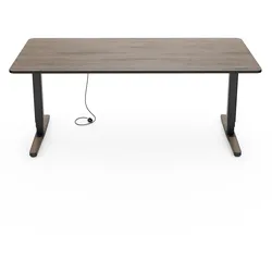 Yaasa Desk Pro, 160x80 cm, Eiche dunkel/Schwarz - Elektrisch höhenverstellbarer Tisch fürs Büro